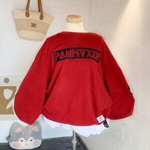 Painmvxer Red Oversized Graphic Sweatshirt